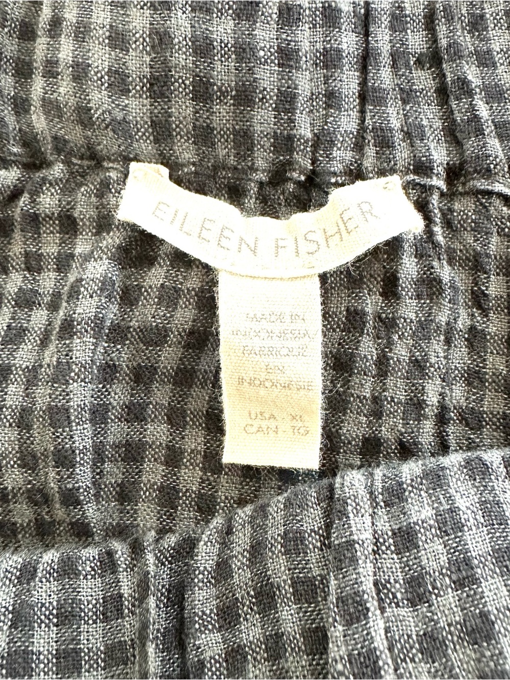 Eileen Fisher Gathered Organic Linen Maxi Skirt Black & Grey Check | XL | EUC - Picture 4 of 9